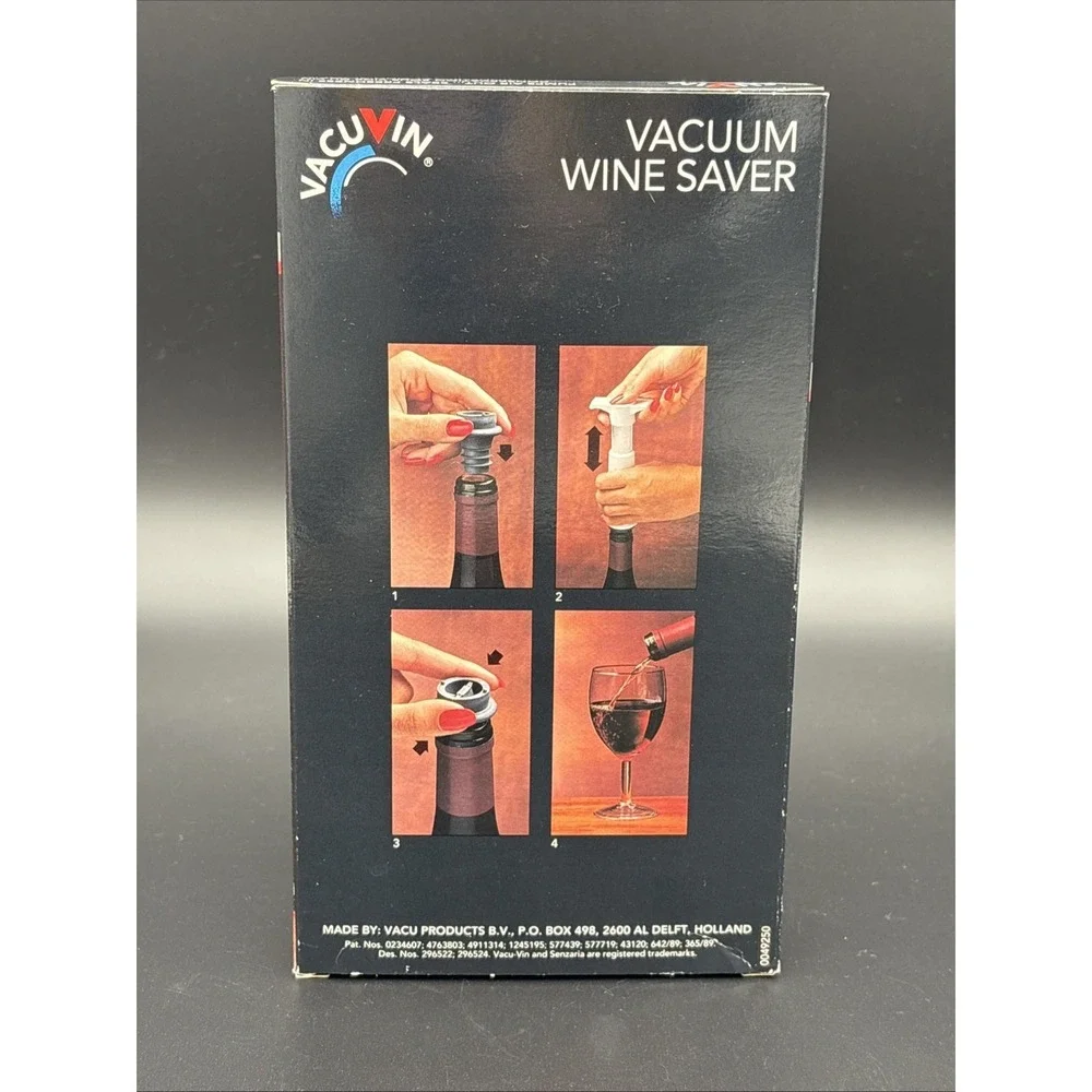 Vacu Vin Wine Saver Pump Set Vacuum Wine Preserver With 4 Stoppers NEW